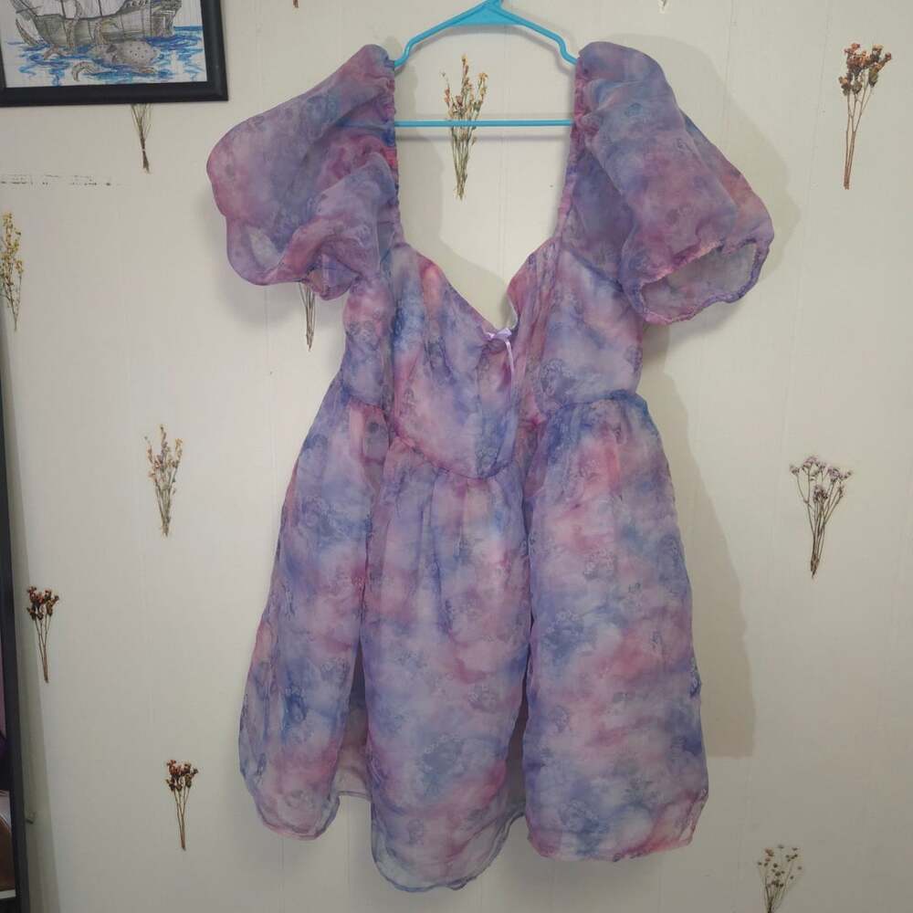 Sugar Thrillz Cherub Print Organza Babydoll Dress 2X